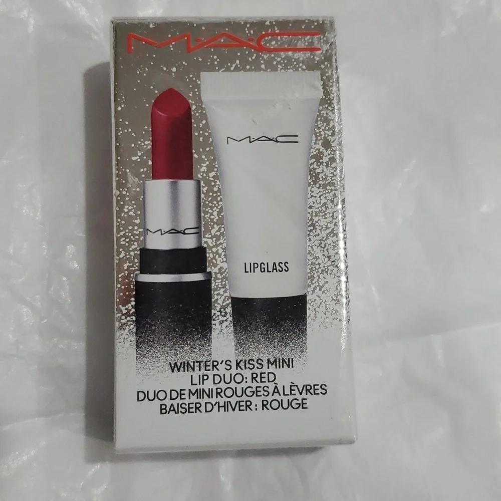 MAC cosmetics winter's kiss red matte lipstick‎ & lipglass mini lip duo new